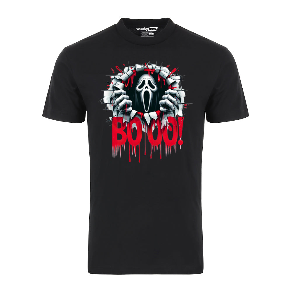 Halloween Horror Booo Ghostface 1 Distressed Graphic Tee Shirt