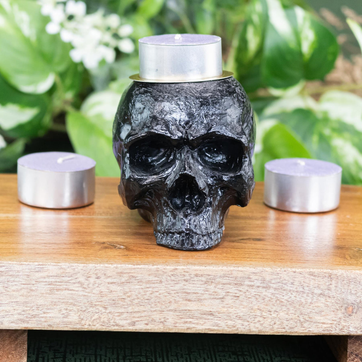 Black Skull Candle Holder