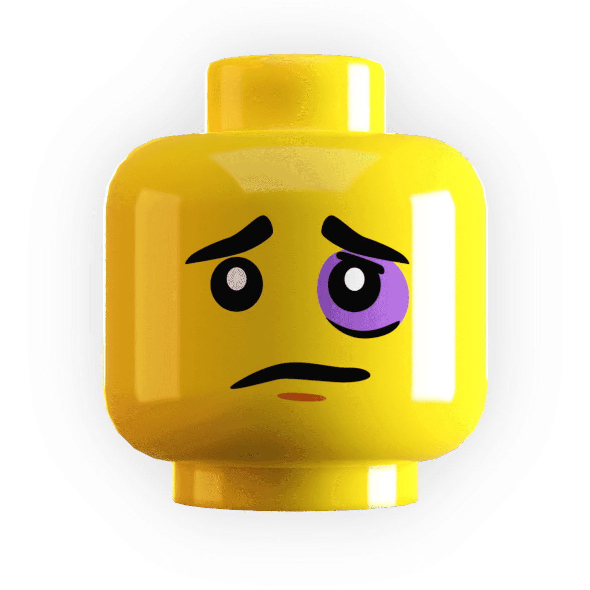Black Eye Minifig Head made using LEGO part - Yellow Flesh