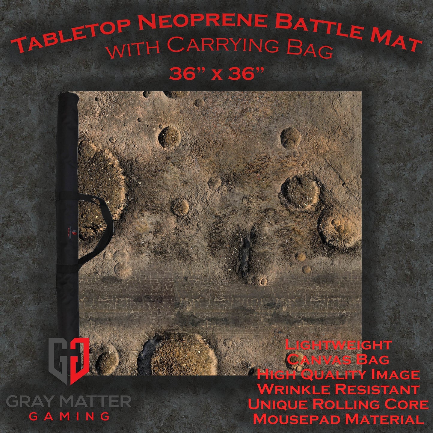 Blasted Battlefield - Neoprene Battle Mat - Warhammer, AoS, 40K, Kill Team, MCP, Shatterpoint, Legion, More - 36x36