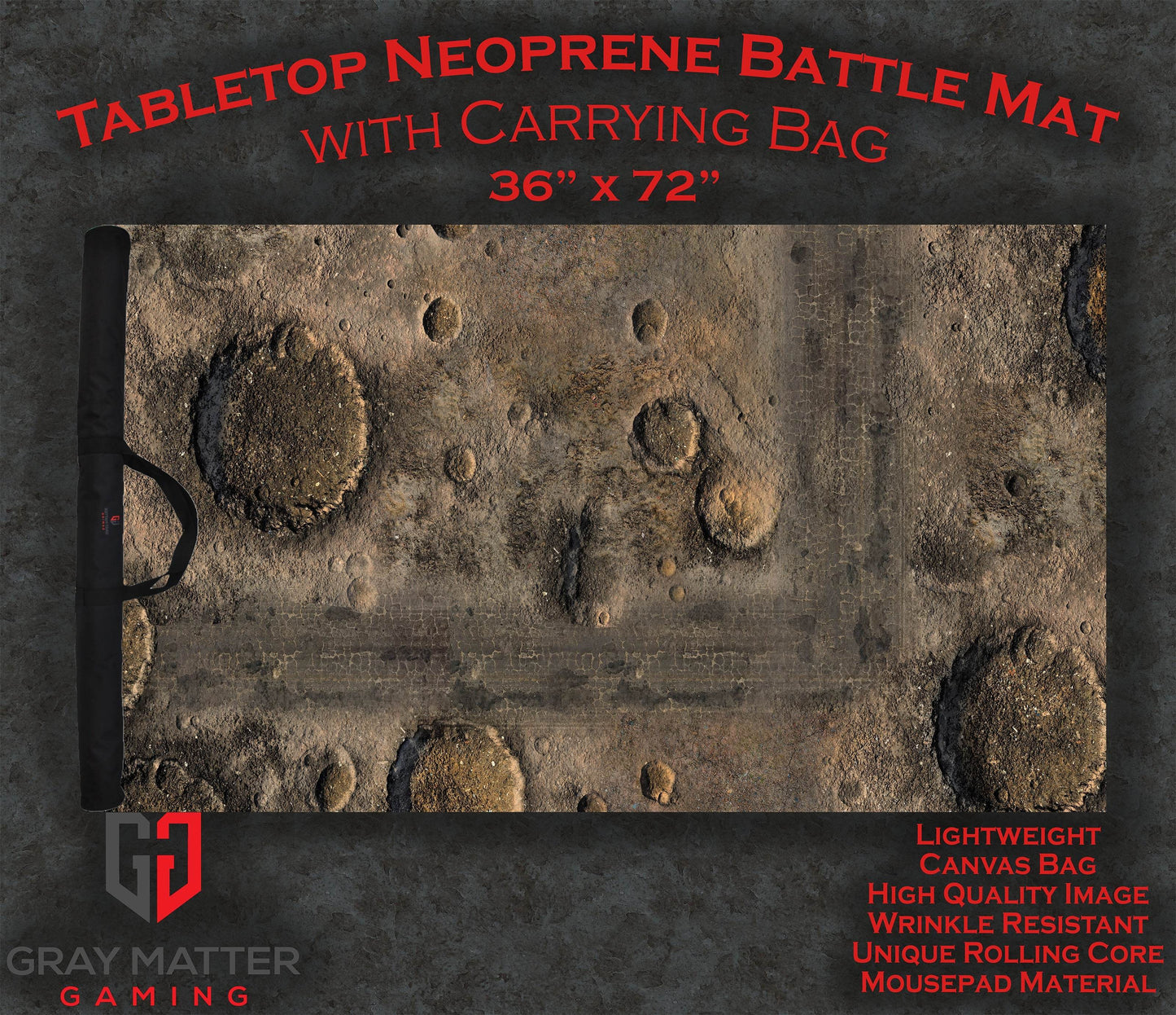 Blasted Battlefield - Neoprene Battle Mat - Warhammer, AoS, 40K, Kill Team, MCP, Shatterpoint, Legion, More - 36x72
