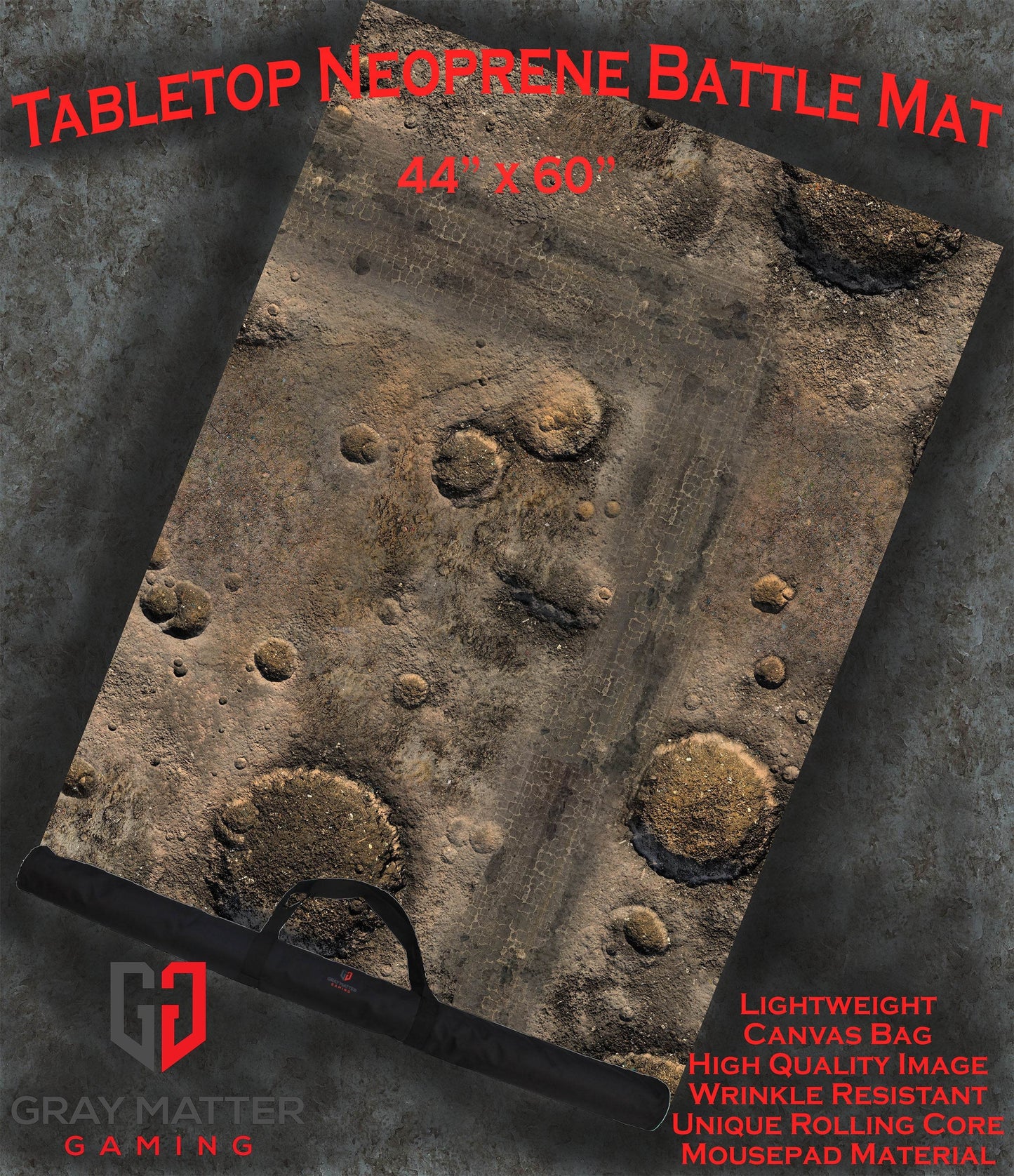 Blasted Battlefield - Neoprene Battle Mat - Warhammer, AoS, 40K, Kill Team, MCP, Shatterpoint, Legion, More - 44x60