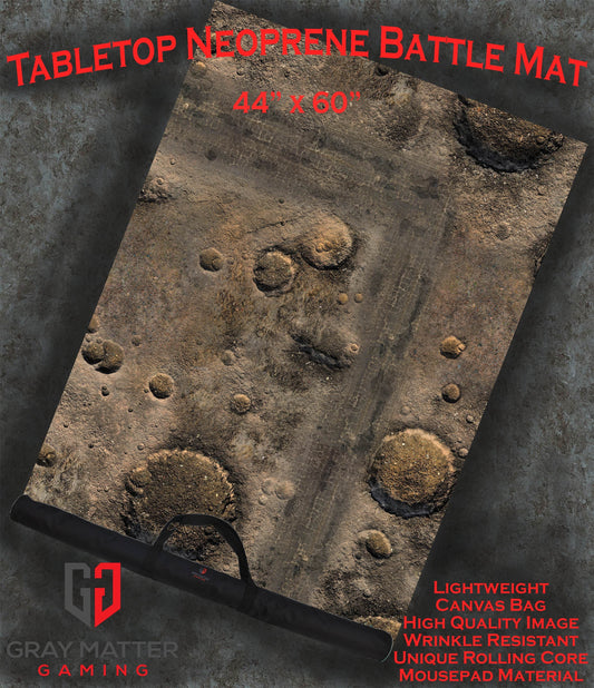 Blasted Battlefield - Neoprene Battle Mat - Warhammer, AoS, 40K, Kill Team, MCP, Shatterpoint, Legion, More - 44x60
