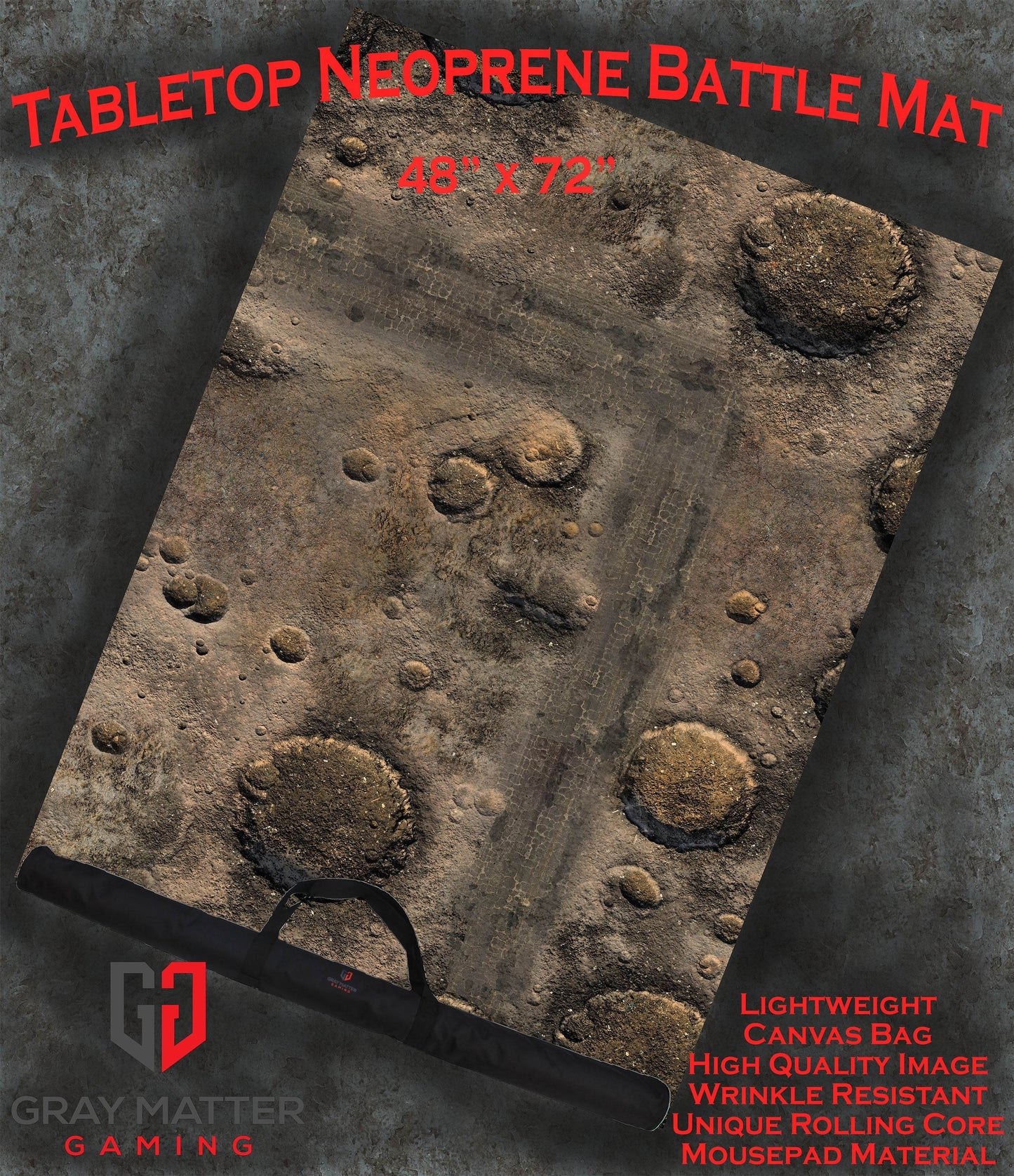 Blasted Battlefield - Neoprene Battle Mat - Warhammer, AoS, 40K, Kill Team, MCP, Shatterpoint, Legion, More - 48x72