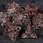 Bloodstained dragon head shaped metal hollow DND dice set
