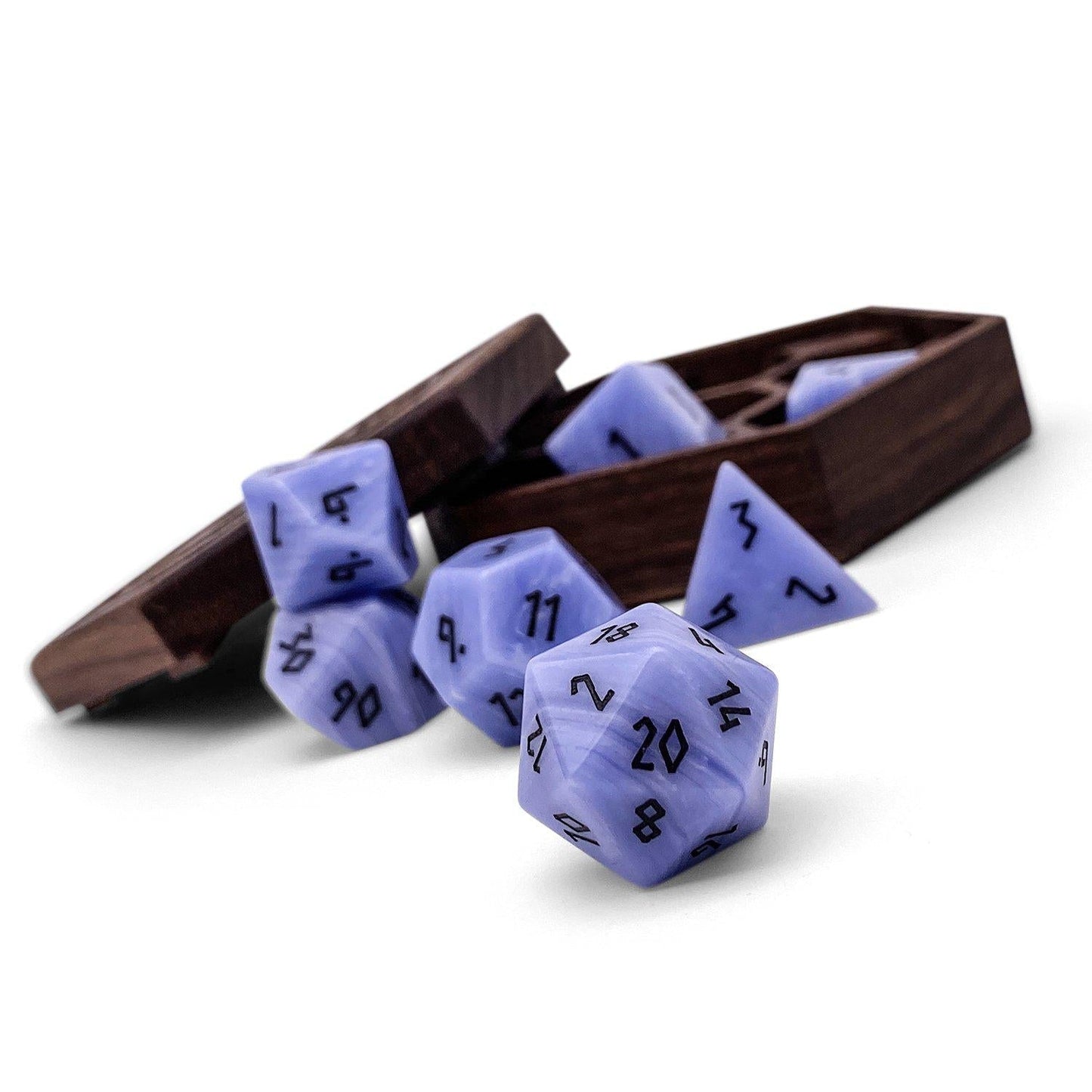 Blue Laced Agate - 7 Piece RPG Set Gemstone Dice