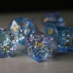 Blue Wing Forge Fire Glass DND Dice Set - Full Set and Free Dice Box