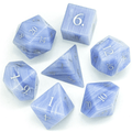Blue Agate - Gemstone Engraved with Silver RPG Dice Set - 