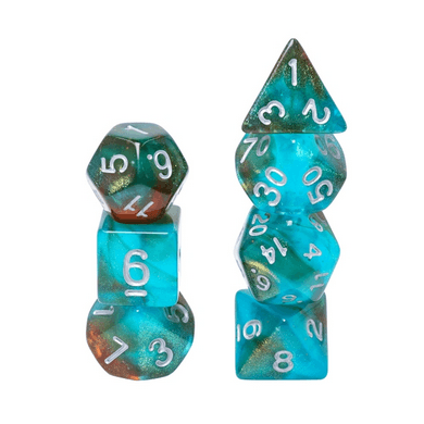Glow in the Dark Blue Nebula RPG Dice Set - 