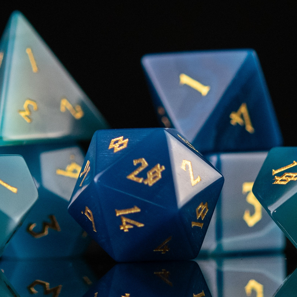 Blue Agate Stone Dice Set