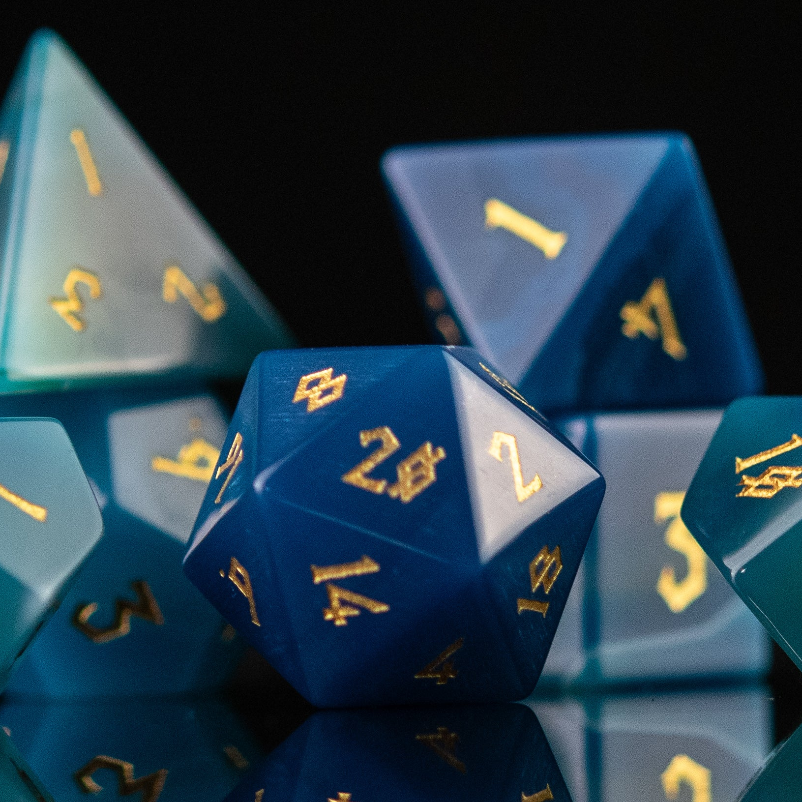 Blue Agate Stone Dice Set
