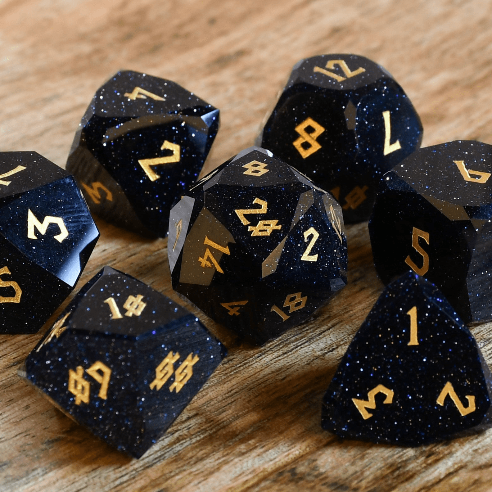 Blue Sandstone Multifaceted Stone Dice Set 'PRE-ORDER | SPRING EVENT DEAL' - 