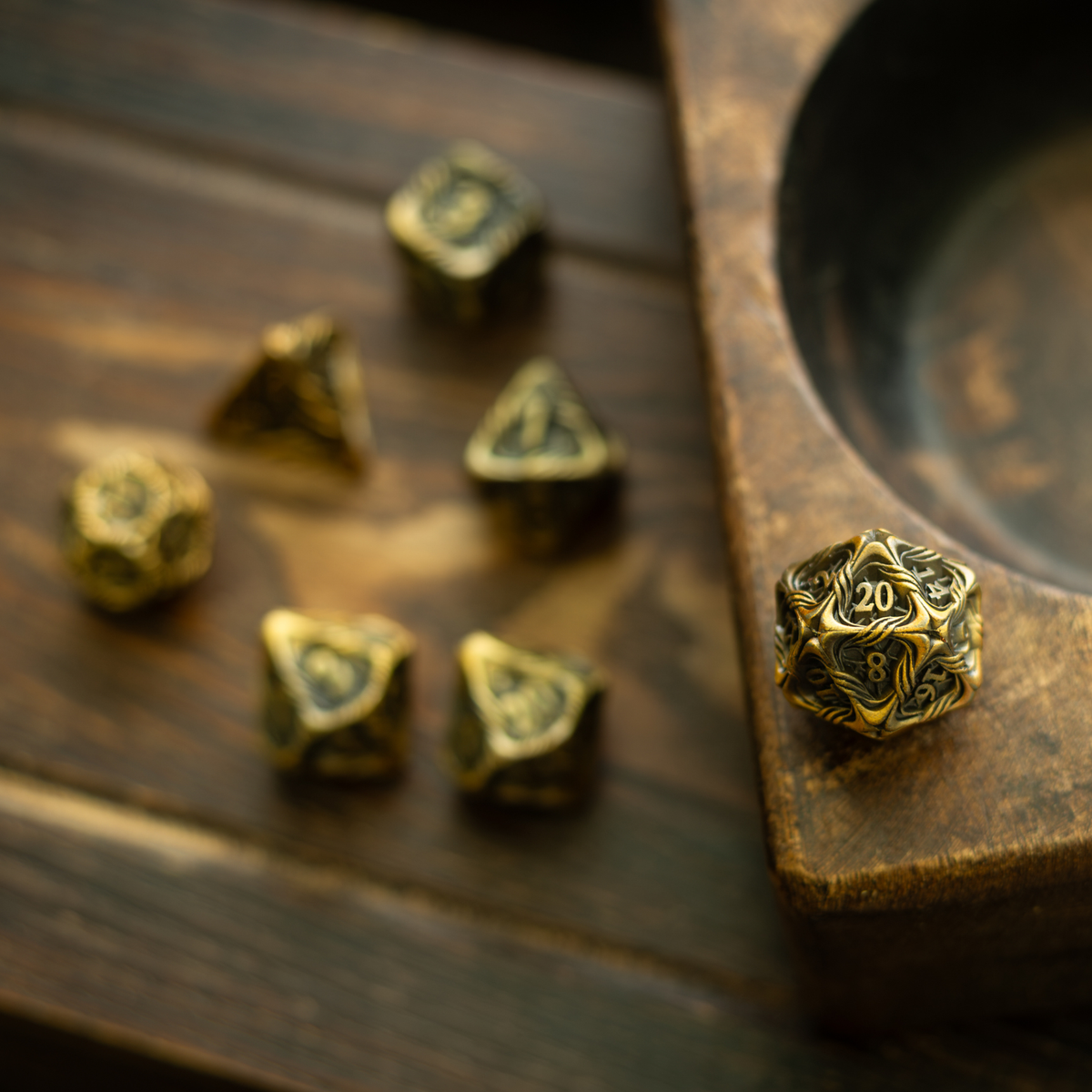 Briarbound Bronze Hollow Metal DND Dice Set