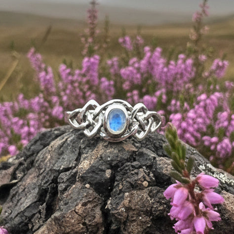 Celeste Celtic Knot Moonstone Ring