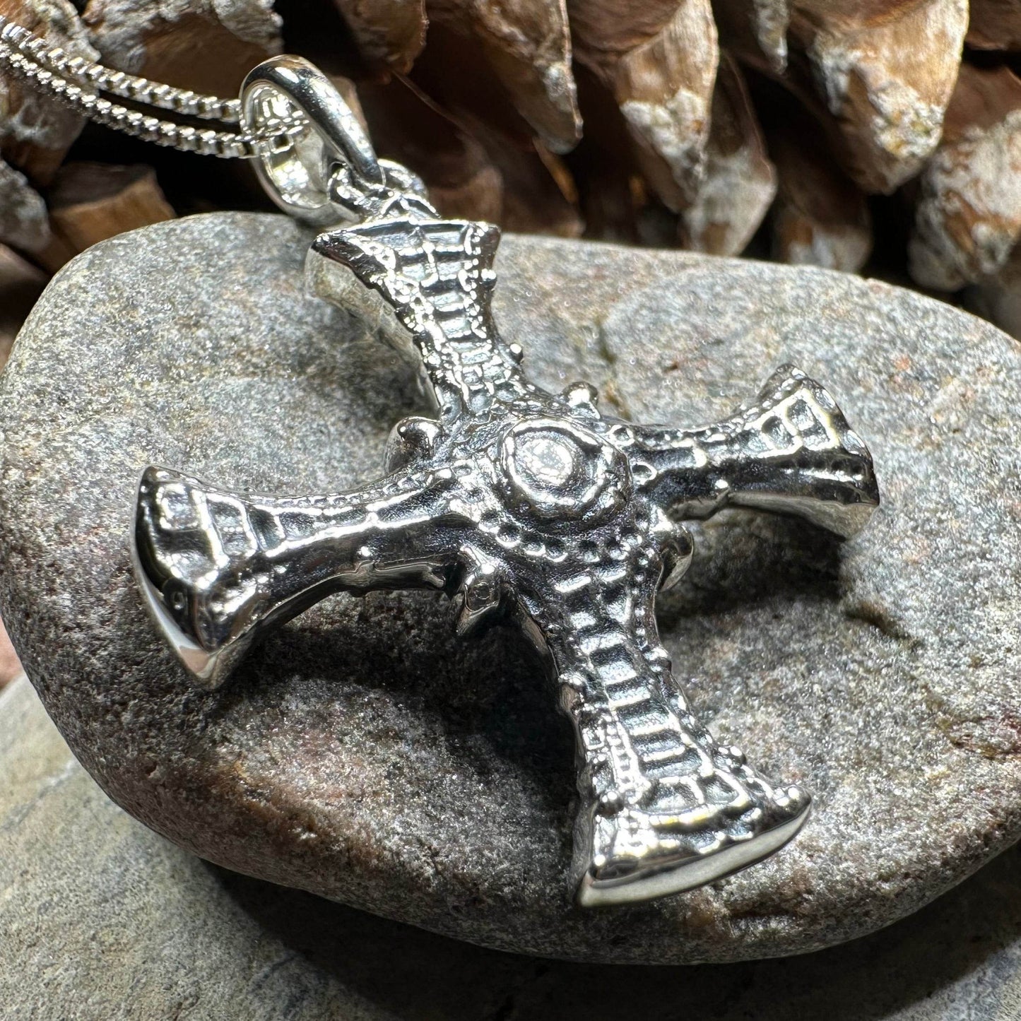 Saint Cuthbert Celtic Cross Necklace - 18