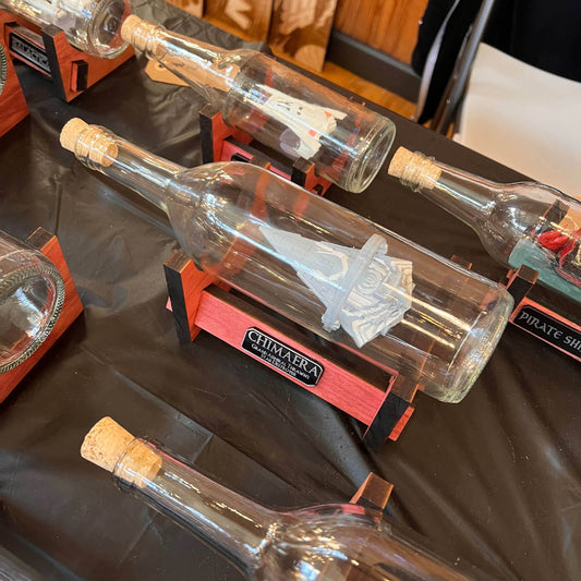 Star Wars Star Destroyer Chimaera in a Wine Bottle - With Stand