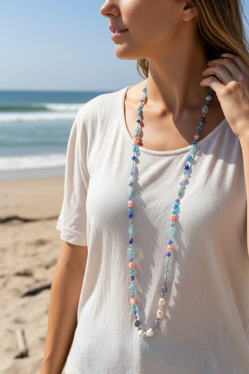 Sugar Skull Dreaming Long Beaded Necklace
