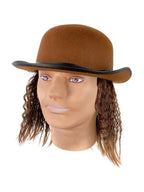 Adult Brown Hat With Wig