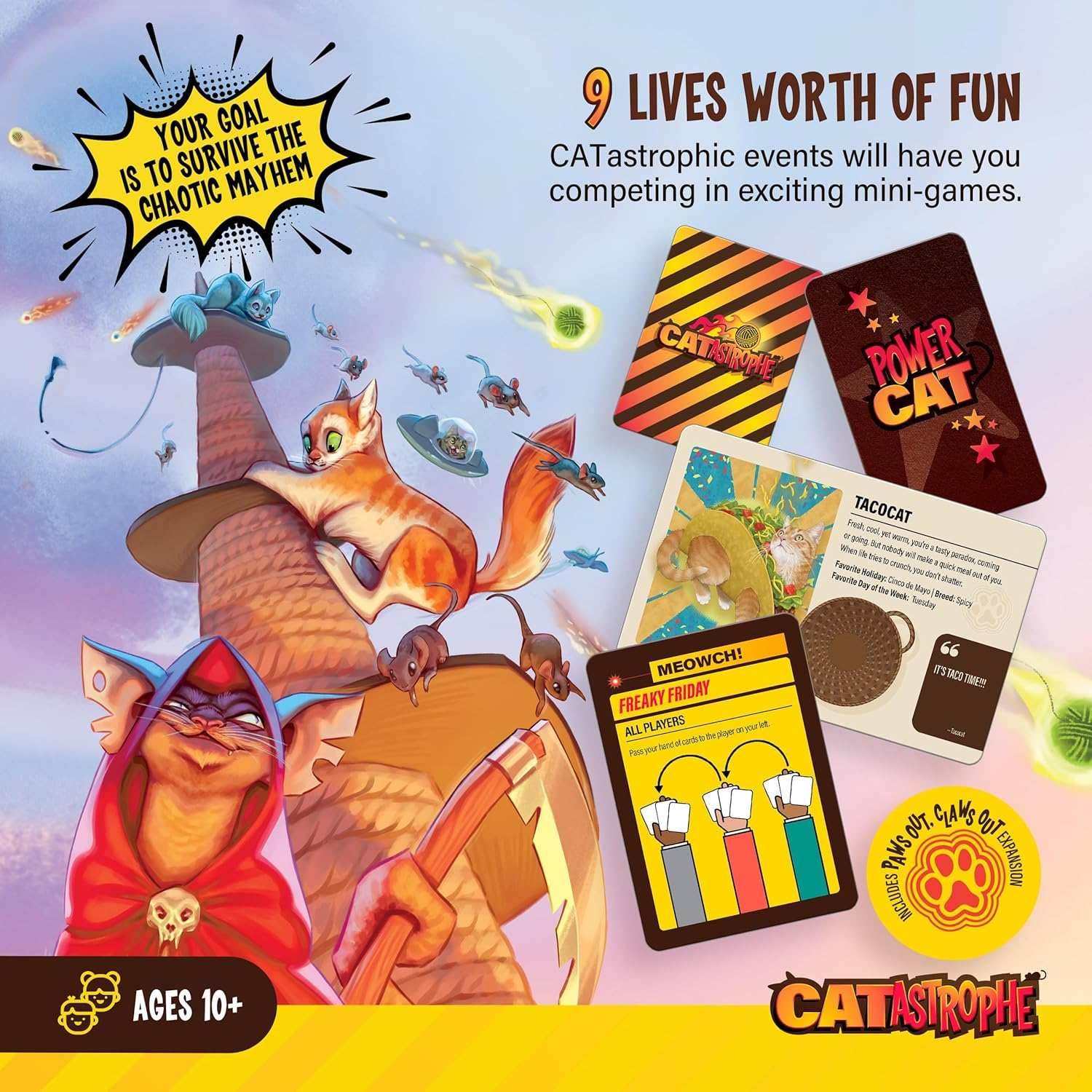 CATastrophe: A Game of 9 Lives with Paws Out Expansion Pack - 