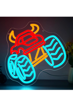 Monster Truck Neon LED Wall Light USB Red Blue 11.2in Kids Room Sign