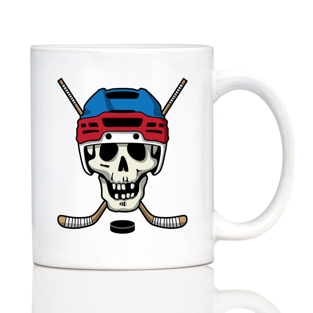 Hockey Skull Coffee Mug Hockey Gifts for Coach or Players White Ceramic Coffee Cup