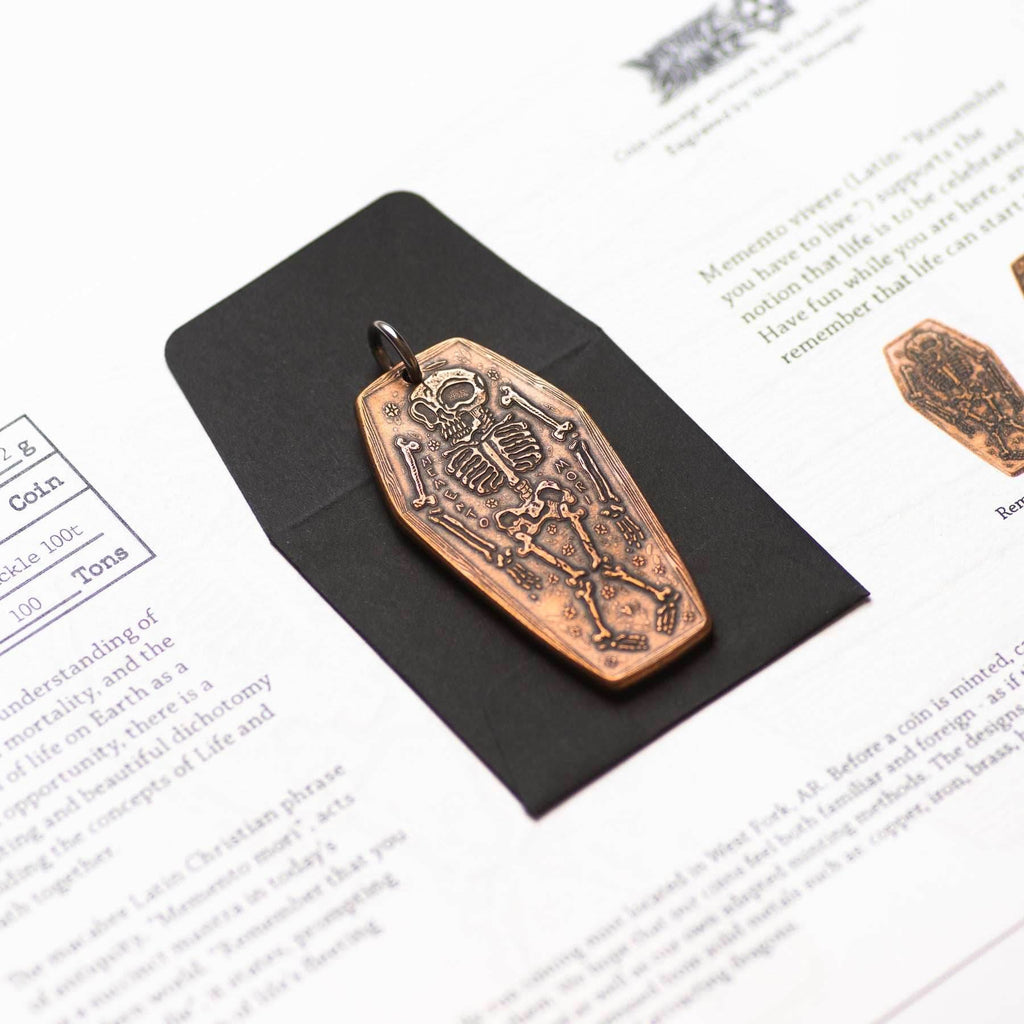Coffin Memento Mori Memento Vivere Copper Charm or Pendant - Charm Only