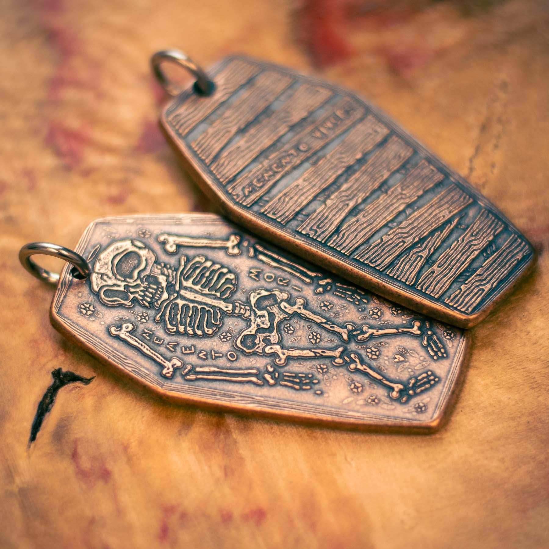 Coffin Memento Mori Memento Vivere Copper Charm or Pendant - Charm Only