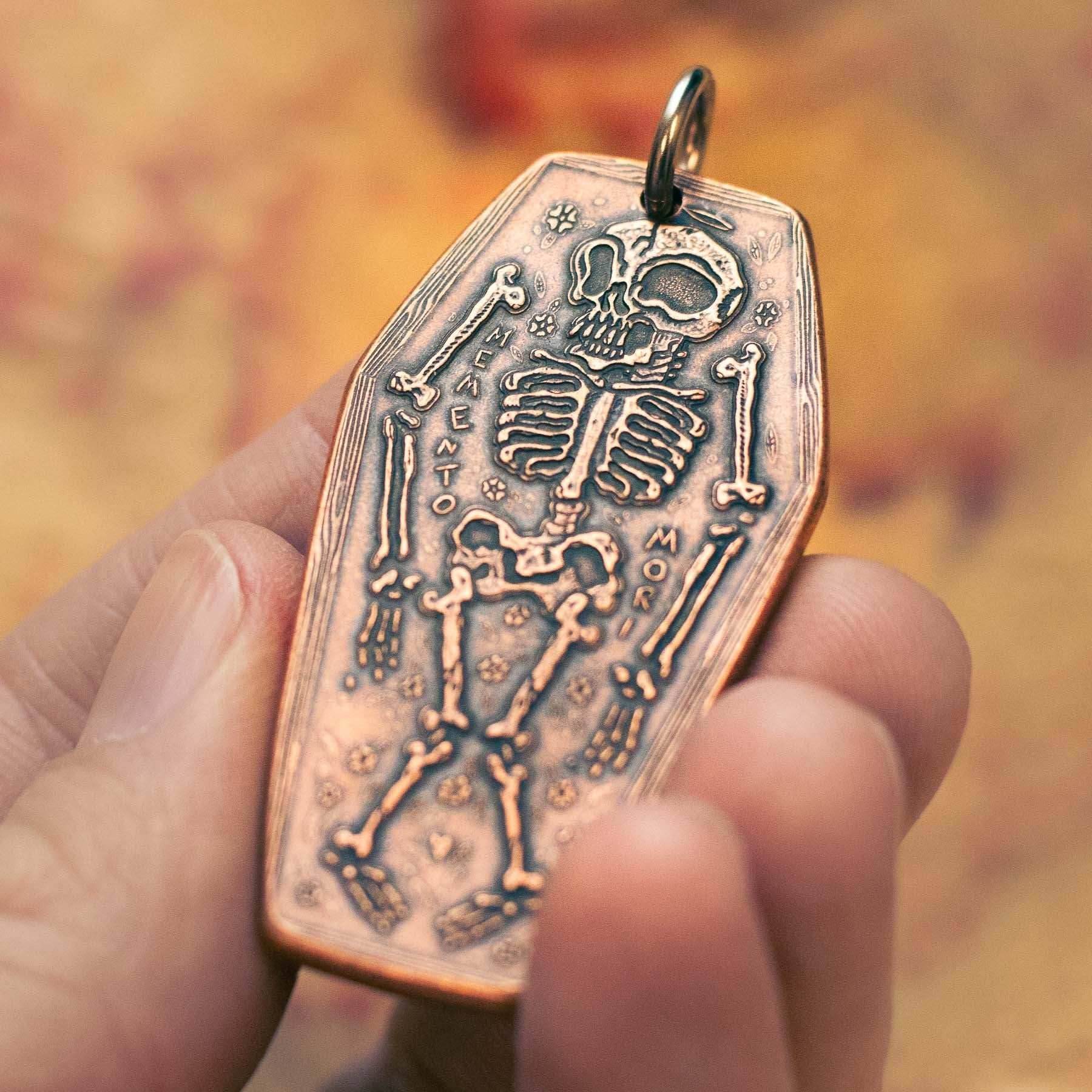 Coffin Memento Mori Memento Vivere Copper Charm or Pendant - Charm Only