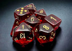 Translucent Polyhedral Crimson/gold 7-Die Set (with bonus die) - 