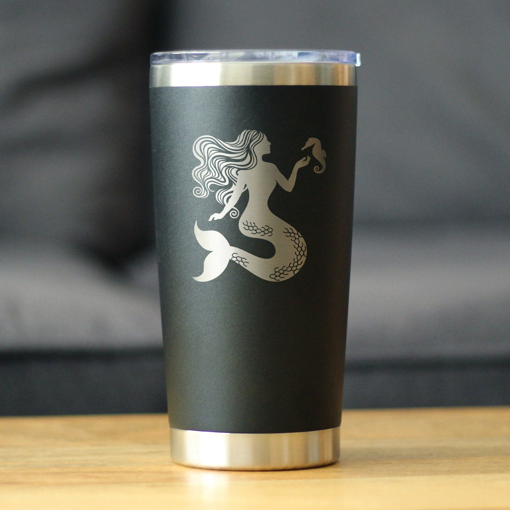 Mermaid - Insulated Coffee Tumbler Cup with Sliding Lid - Stainless Steel Travel Mug - Cute Mermaid Gifts for Women