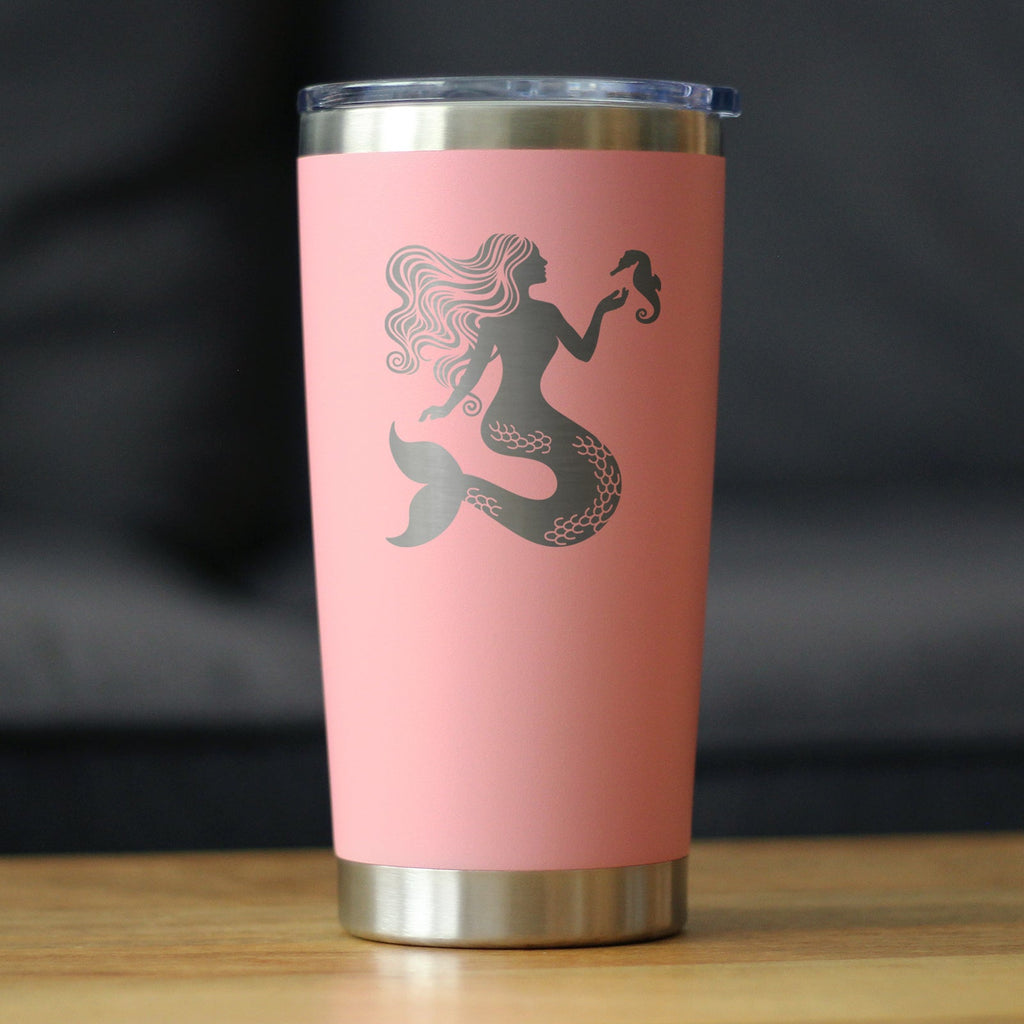 Mermaid - Insulated Coffee Tumbler Cup with Sliding Lid - Stainless Steel Travel Mug - Cute Mermaid Gifts for Women