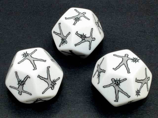 Hit Location Large d12 Opaque White custom engraved with body parts (Custom engraved) [by piece] - 