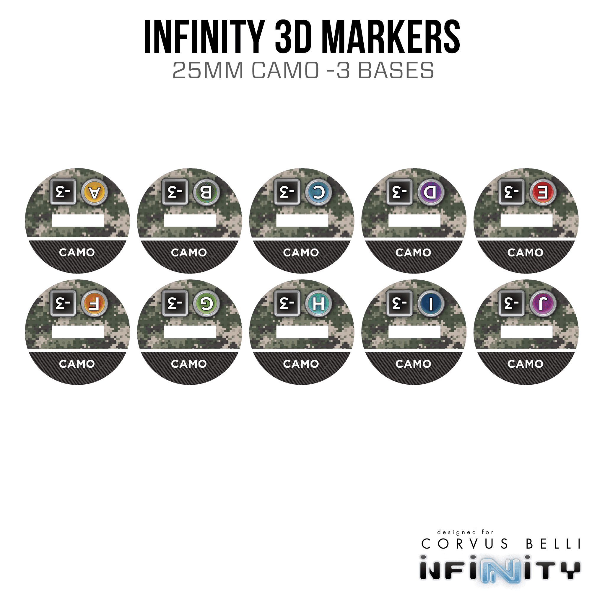 Infinity 3D Markers: Strelok (2x 25mm Camo -3, Decoy -1) - Actual, Decoy -1
