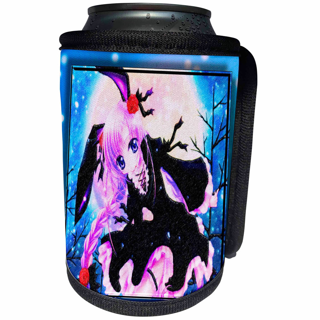 3dRose Susan Brown Designs General Themes - Bunny Anime - Can Cooler Bottle Wrap (cc_25828) - Can Cooler Bottle Wrap