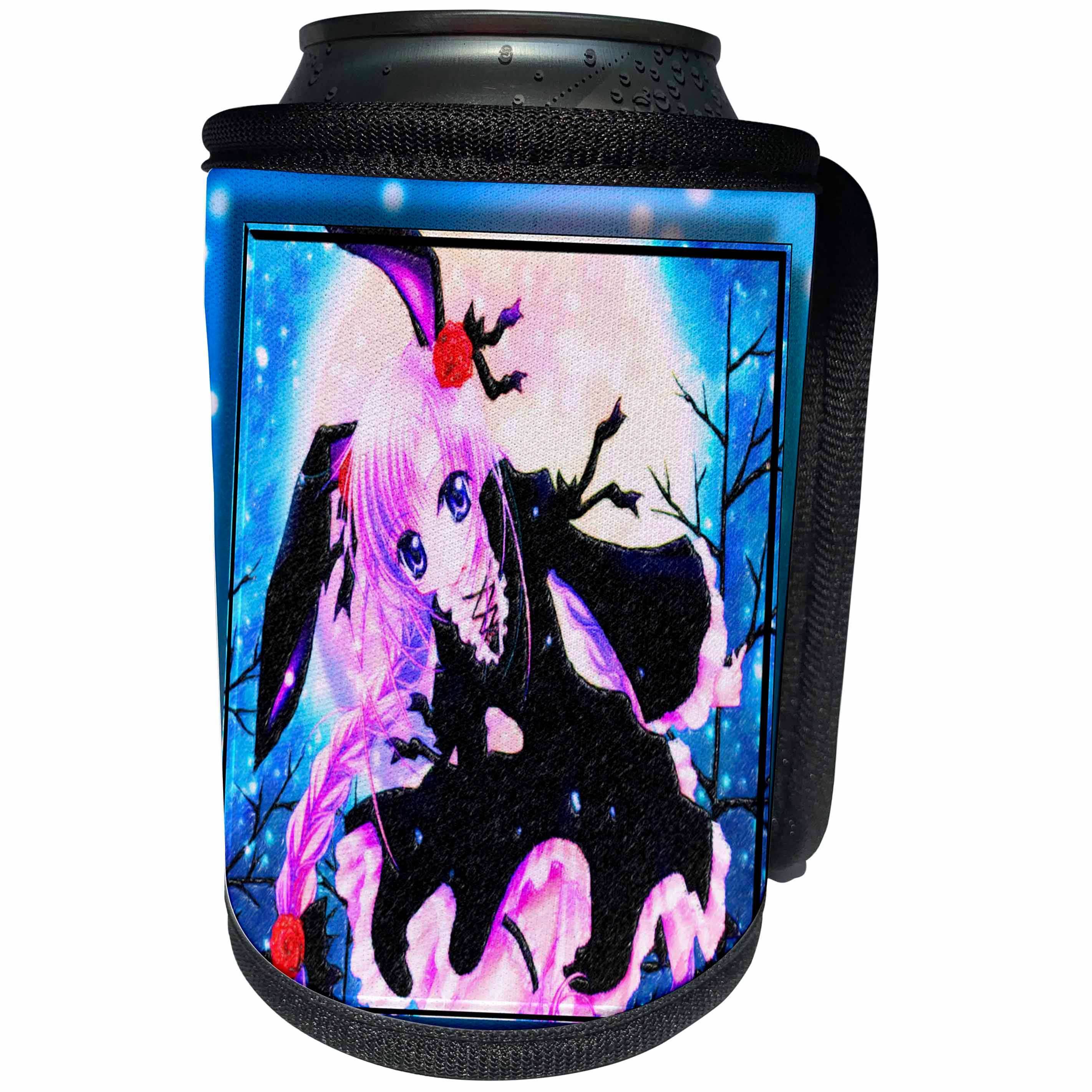 3dRose Susan Brown Designs General Themes - Bunny Anime - Can Cooler Bottle Wrap (cc_25828) - Can Cooler Bottle Wrap