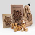 Kraken Dice Caramel Latte 14pc Matte Dice Set Inked in Brown - 