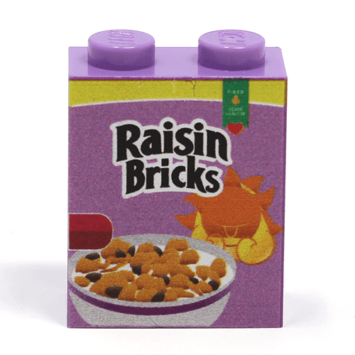 Raisin Bricks Cereal 1x2x2 Brick on real LEGO part - B3 Customs - 