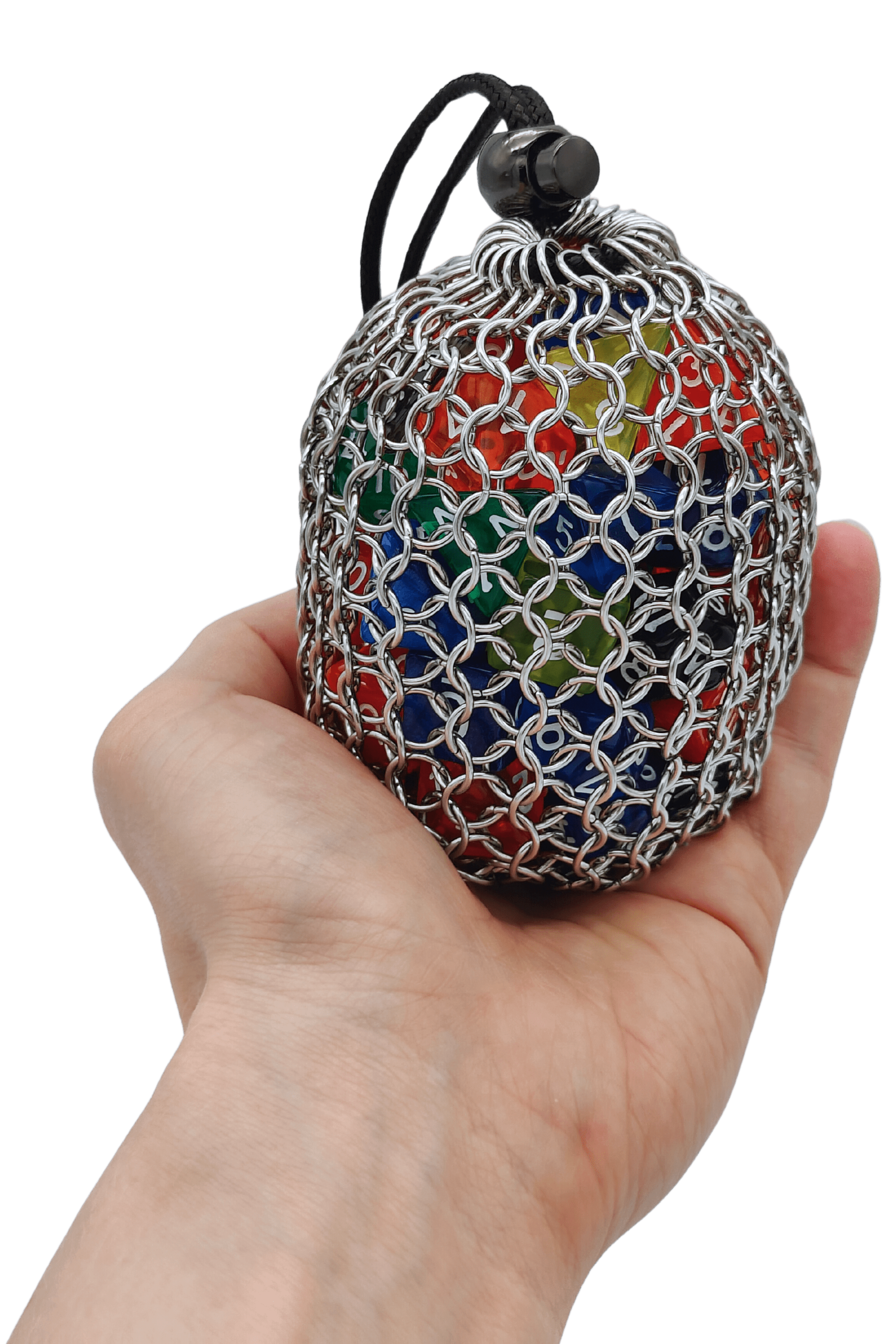 Futhark Handmade Chainmail DND Dice Bag – Medieval-Style D&D Dice Bag for RPG Polyhedral Dice Storage – DND Accessories: Ultra Durable Metal Dice Bag. Great DND Gift/DM Gift