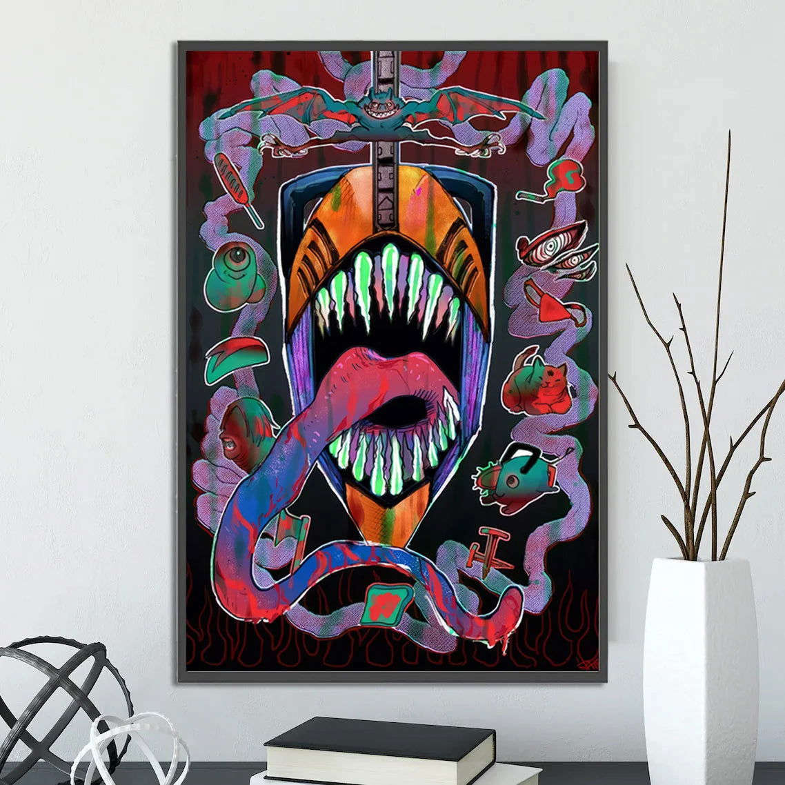 Chainsaw Man Self-adhesive Poster Wallpaper, Anime Wall Art Home Decoration Painting For Bedroom Computer Decor (Frames Not Included)