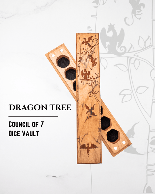 Dragon Tree | Engraved Council of 7 Dice Vault - Cherry