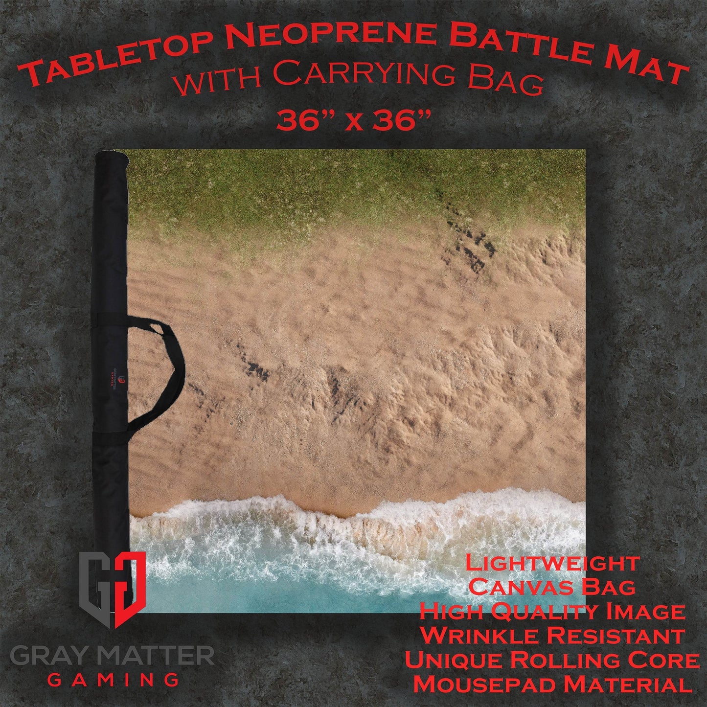 Coastal Shore - Neoprene Battle Mat - Warhammer, AoS, 40K, Team Yankee, MCP, Shatterpoint, Legion, More - 36x36