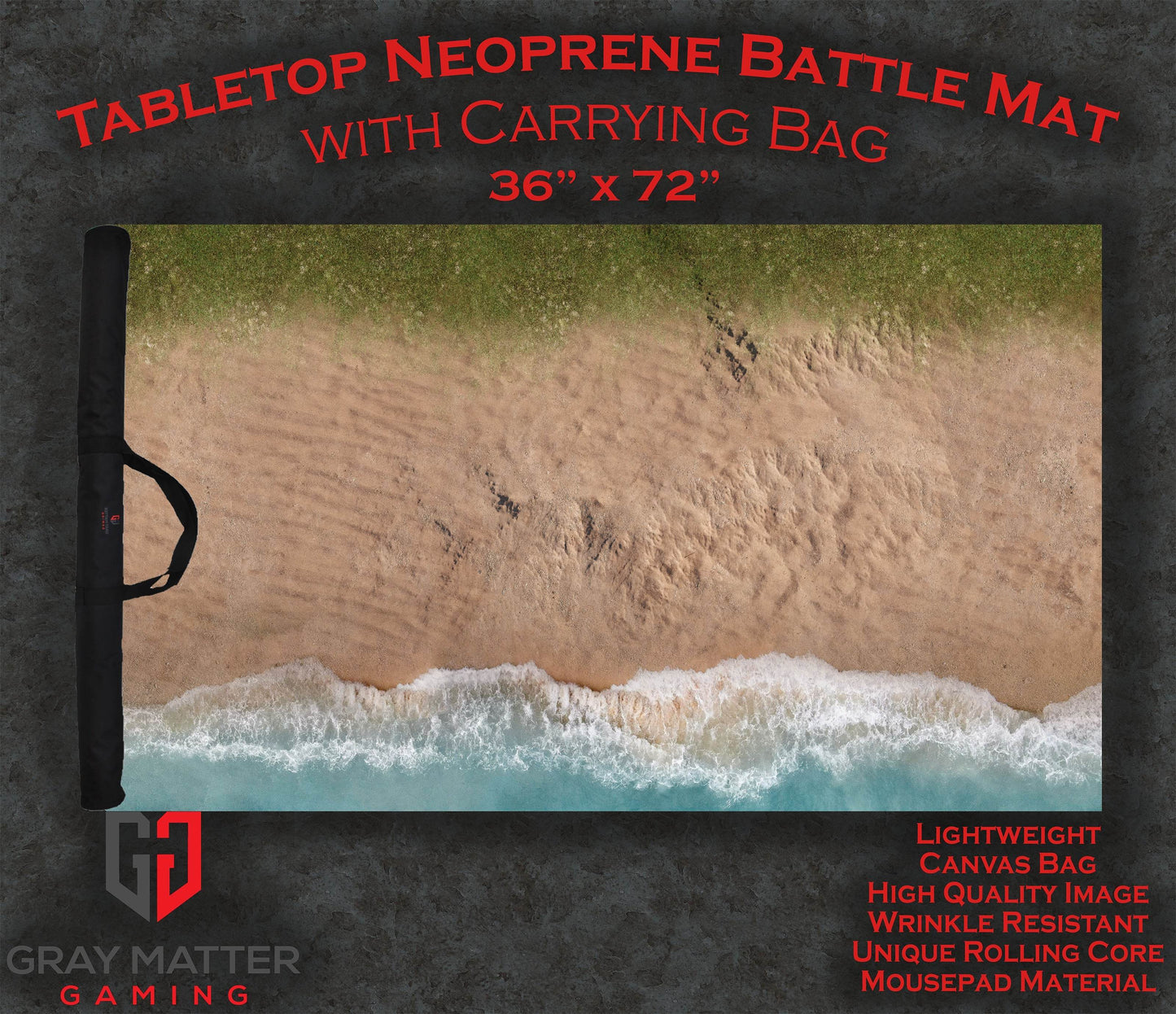 Coastal Shore - Neoprene Battle Mat - Warhammer, AoS, 40K, Team Yankee, MCP, Shatterpoint, Legion, More - 36x72