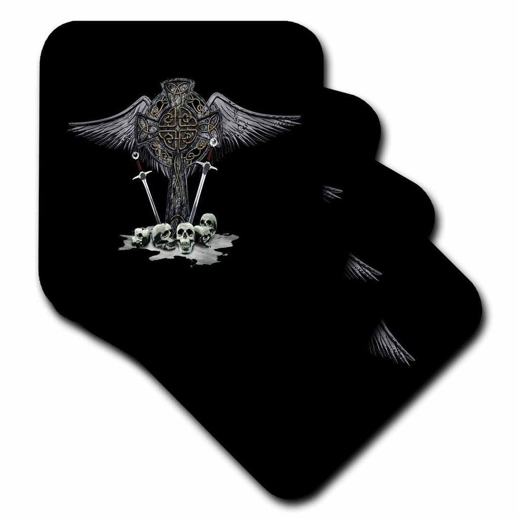3dRose A Fantasy Style Celtic Cross with Swords and a Pile of Skulls. - Coasters (CST_358272)