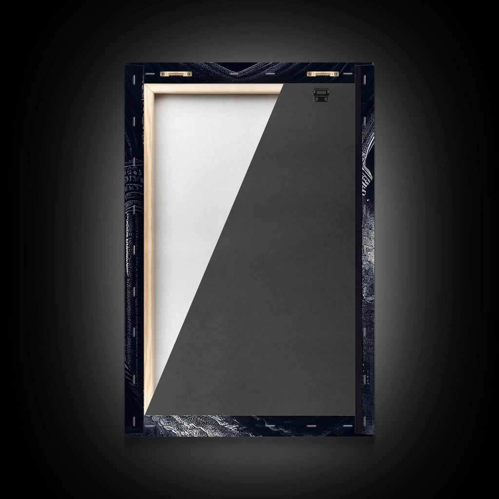 Black and white fantasy dragon, framed canvas print - 8x12 Inches / Gallery Wrap Canvas - Ready To Hang