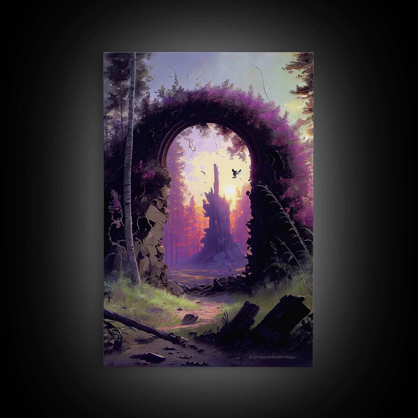 Gateway to another world, the purple realm, fine art poster print, fantasy decor - 8x12 Inches / Gallery Wrap Canvas - Ready To Hang
