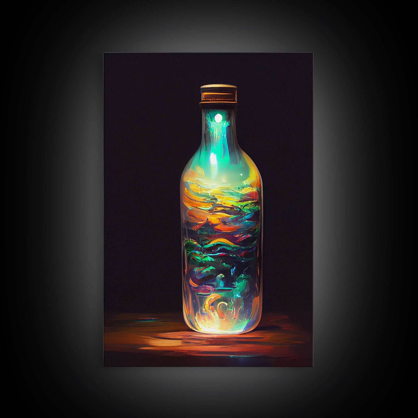 Miniature world in a bottle poster print, high fantasy wall art, magical wall art - 8x12 Inches / Gallery Wrap Canvas - Ready To Hang