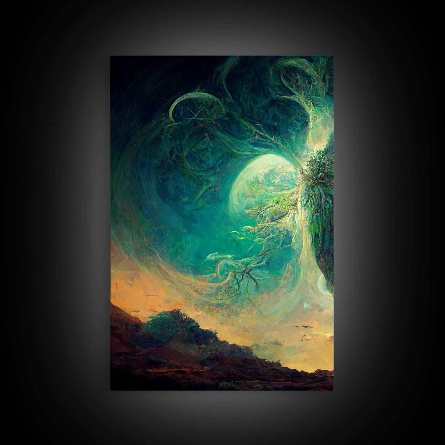 Yggdrasil Tree of Life, Nordic Viking Fantasy Art, Ready To Hang Canvas Print, Cool Living Room Wall Art Decor - 8x12 In. - 3 Pieces / Stretched Canvas