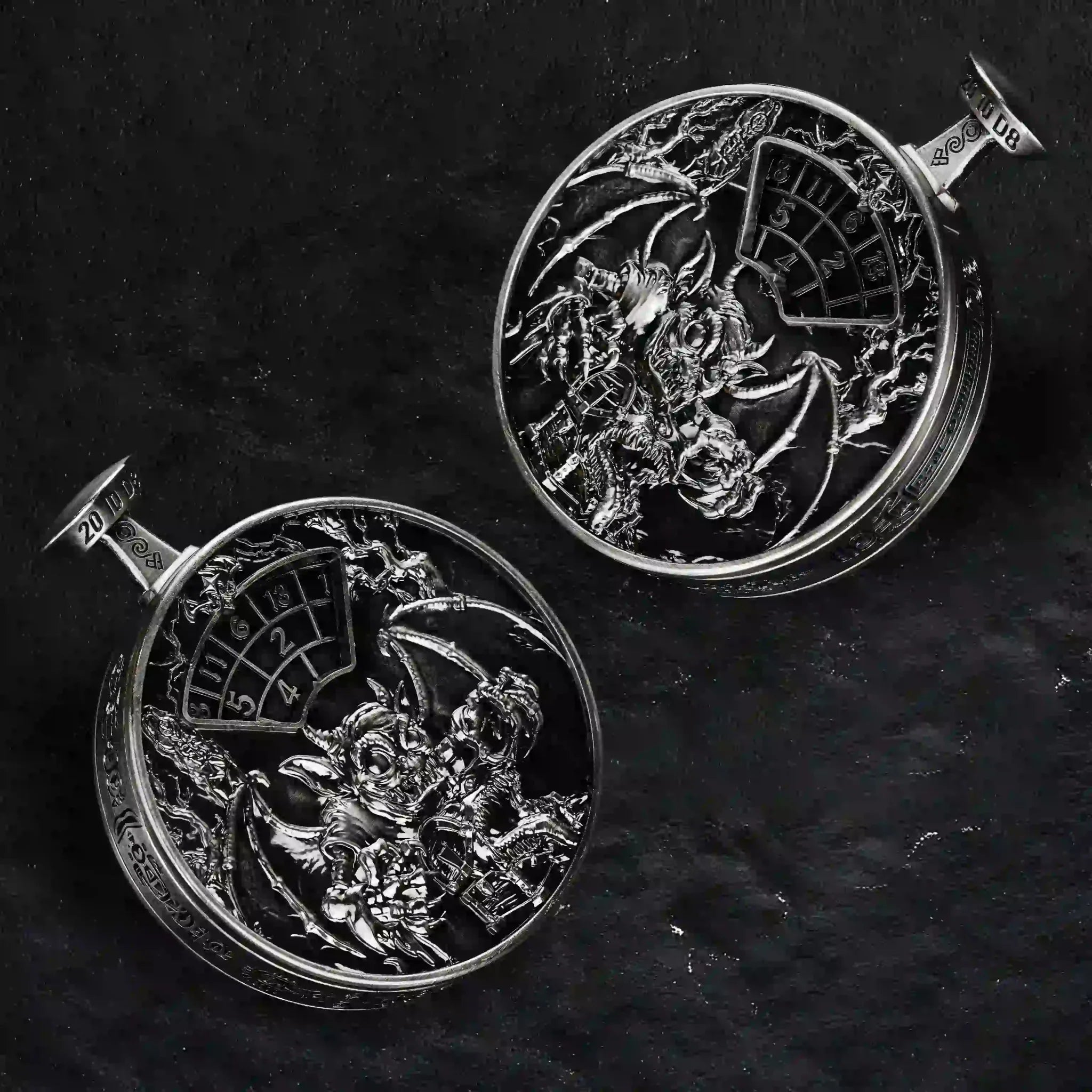 Unique Metal DND Spinning Dice Pocket Watch