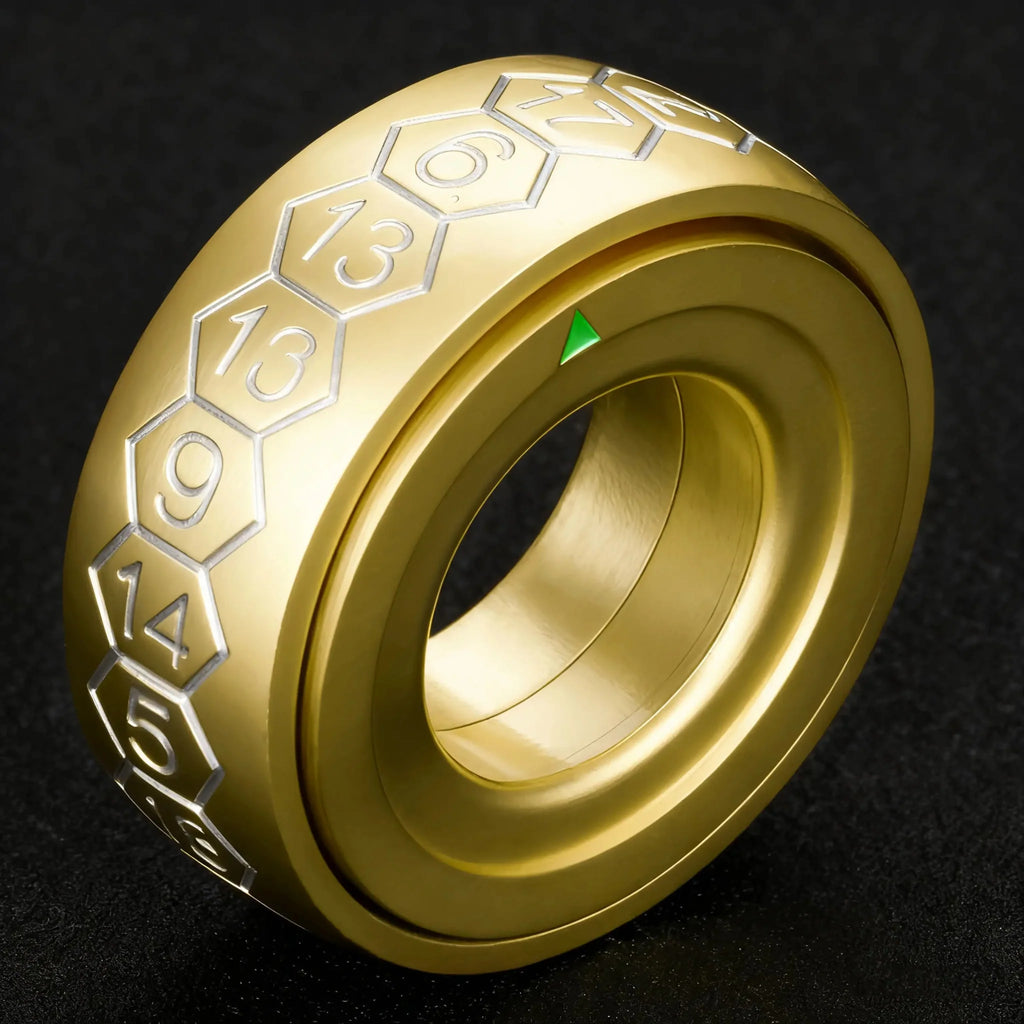 Cool Metal Fingertip Spinning D20 Dice Ring
