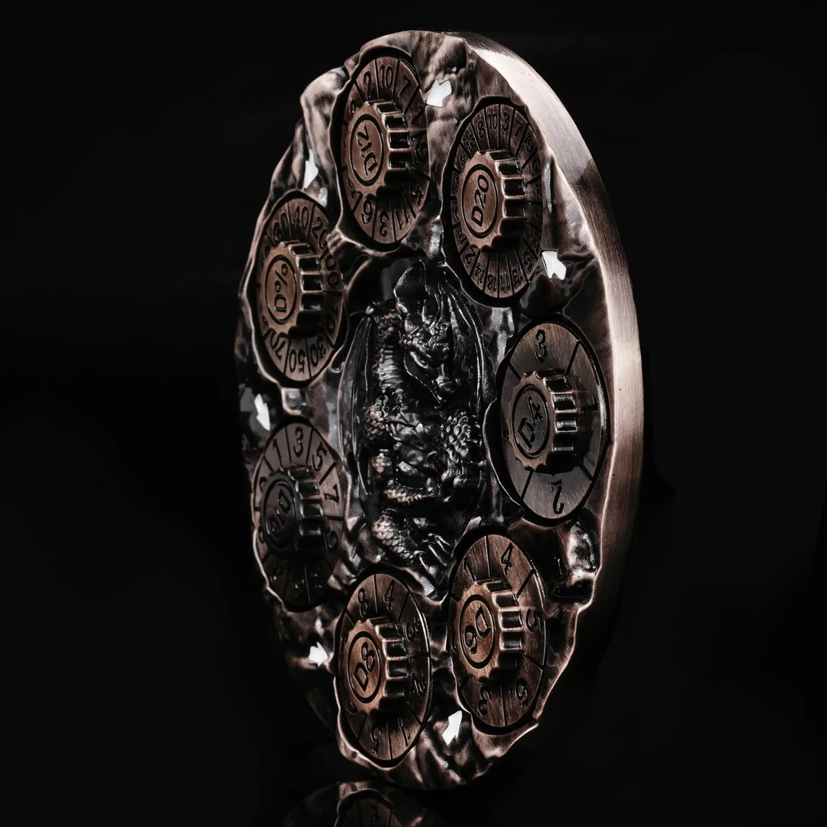 Unique Dice Spinner: 7-in-1 Metal 3D Relief Dragon DND Roulette Dice Spinner